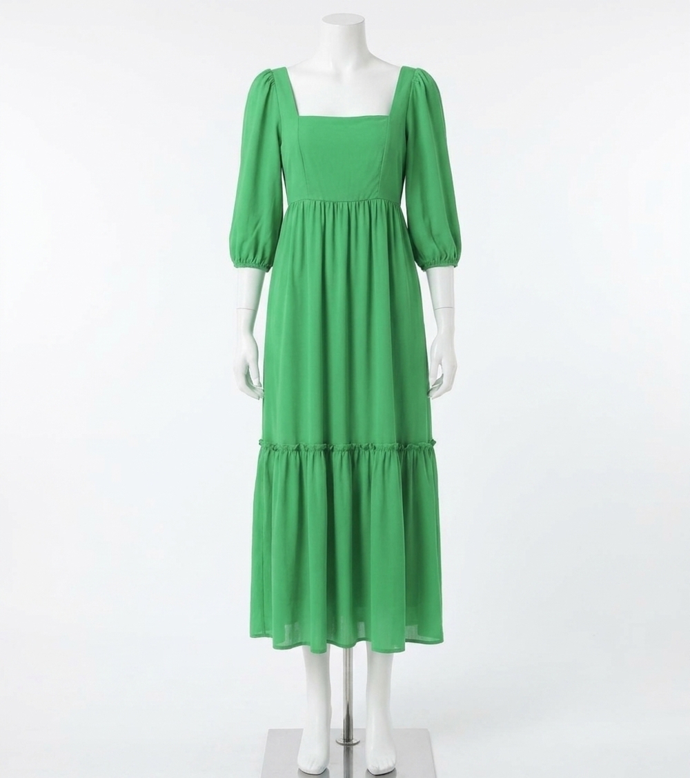NEW JADE 3/4 sleeve maxi dress in green